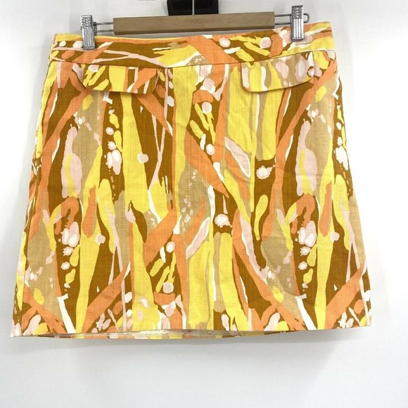 J. Crew Dresses & Skirts - J.Crew Limoncello Mini Skirt Abstract Print Yellow Orange Brown Size 10